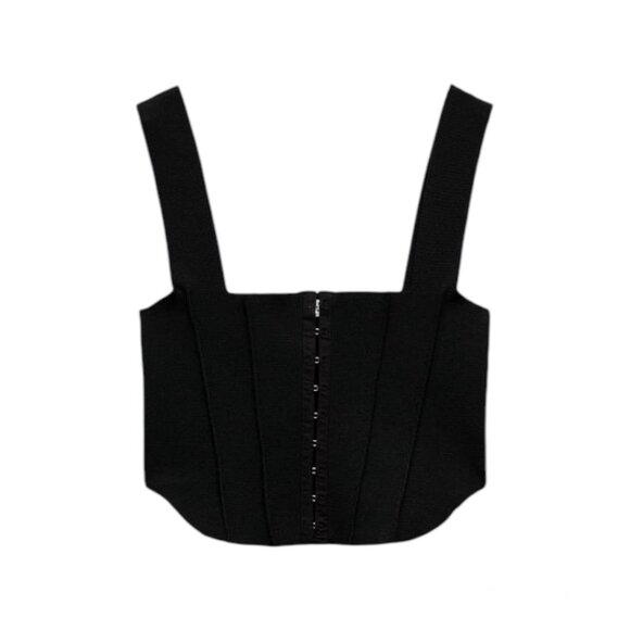 Zara Black Knit Corset Bustier Top Size Small Summer Party Contemporary - Picture 11 of 11